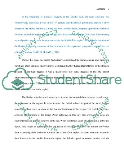 British Involvement in Arabic Peninsula