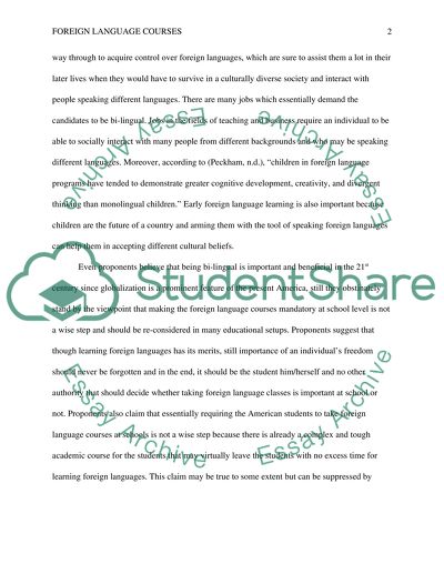 Foreign language courses in public school