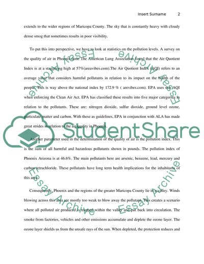 The Determination of the Quality of Air and the Pollution Index