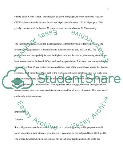 Different Levels of Income and Expenditure for a Typical UK Individual