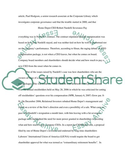 Home Depot CEO Robert Nardelli Severance Pay