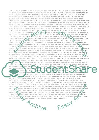 The Importance of Transaction Cost Economics