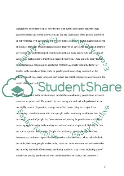 Social Class and Mental Depression