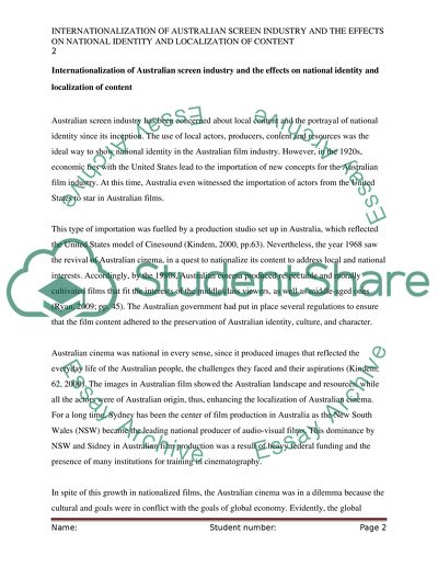 Internationalization of Australian Screen Industry