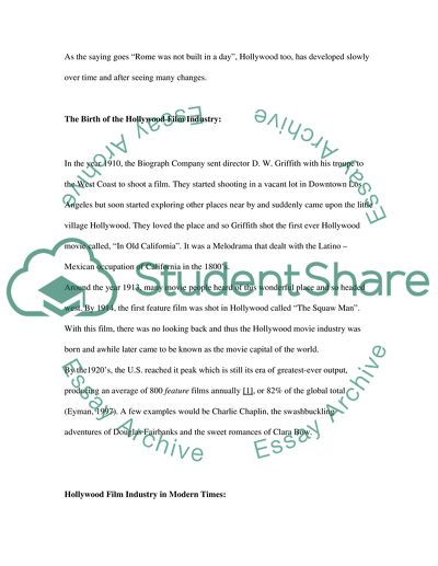 The Birth of the Hollywood Film Industry