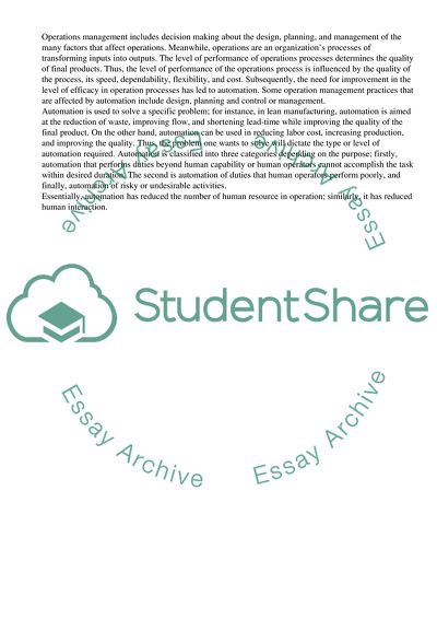 How will Automation Affect Operations Management Practices over the Next Decade
