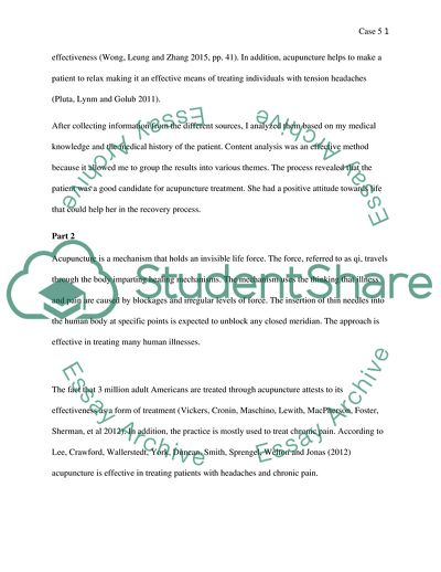 Alternative Forms of Treatment: Acupuncture