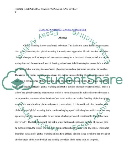 Global Warming: Cause and Effect