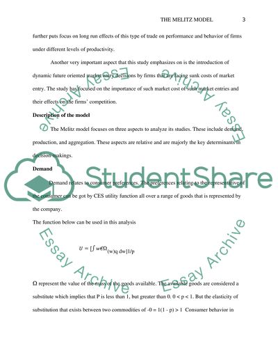 The Basic Framework of the Melitz Model