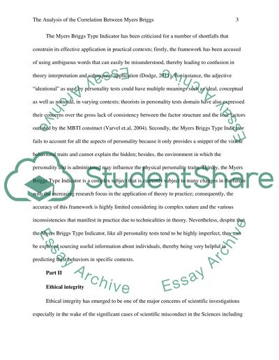 The Analysis of the Correlation Between Myers Briggs Indicators