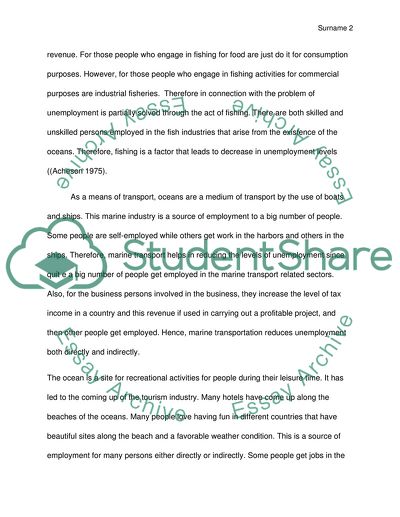 The Ocean as an Economic Resource in an Economy