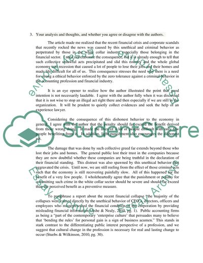 Article Review about White Collar Crime