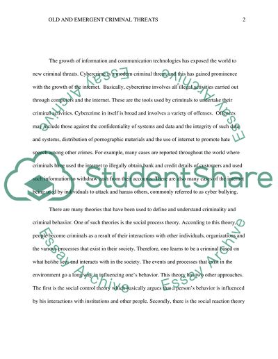 New and Old Emergent Criminal Threats