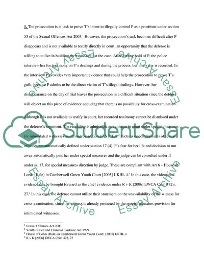 Law of Evidence: The Case of Charging Under Section 53 of the Sexual Offences Act 2003