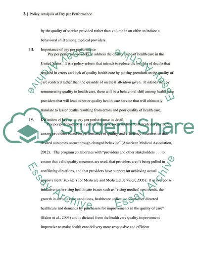 Policy Analysis of Pay per Performance