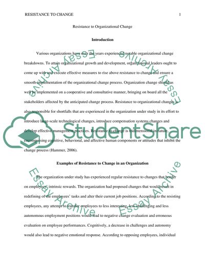 Resistance to Organizational Change