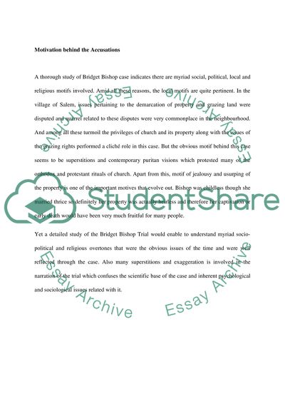 Evidence of Bridget Bishop Trial