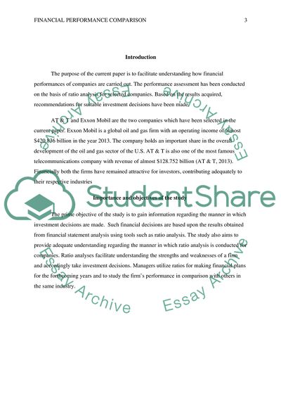 Financial Performance Comparison - AT & T and Exxon Mobil