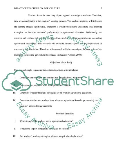 Impact of Teachers on Agriculture