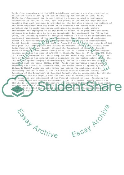 DHS No-Match Rules and Safe Harbor Provisions for Employers