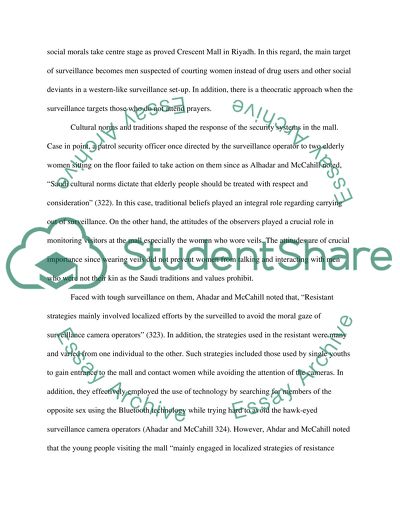 The Use of Surveillance Cameras in a Riyadh Shopping Mall