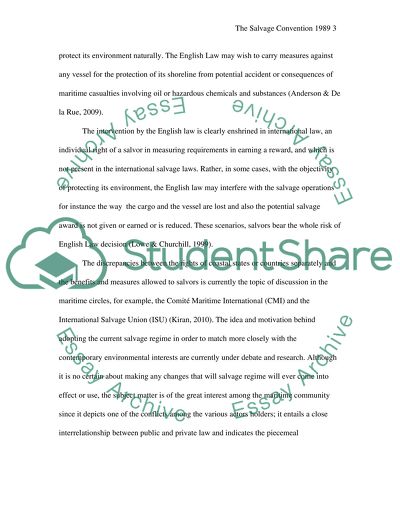 The Salvage Convention 1989