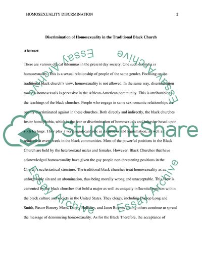 Discrimination of Homosexuality in Traditional Black Church