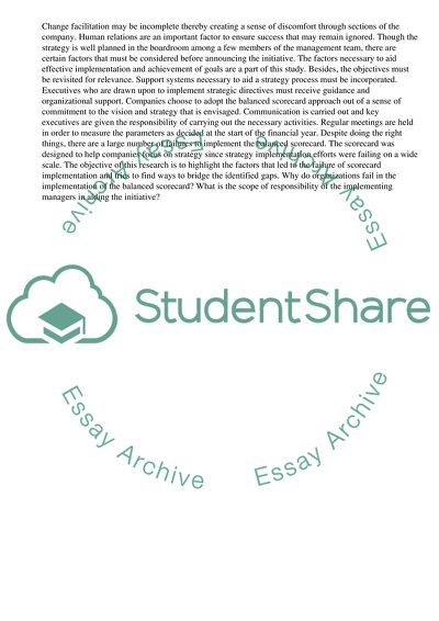 Balanced Scorecard Implementation: Why Does It Fail