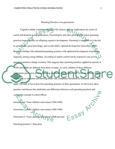 Parenting Practices over generations