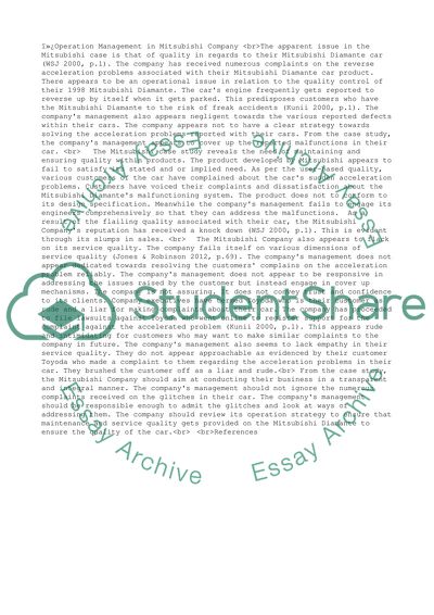 Operation Management in Mitsubishi Company