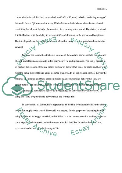 Reaction for the five creation stories