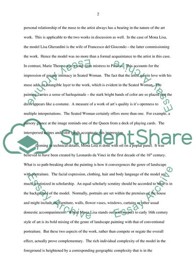 Comparison of Leonardo da Vincis Mona Lisa and Pablo Picassos Seated Woman