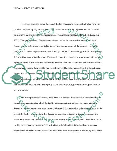 Legal Aspects of Nursing- Homework 5