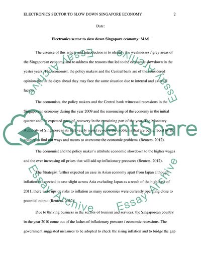 Electronics sector to slow down Singapore economy: MAS