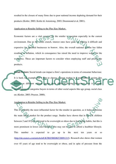 An External Market Analysis for a Multi-channel Retailing Company Selling to the Plus Size Market