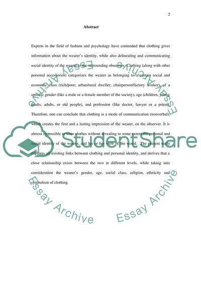 Clothing and Personal Identity