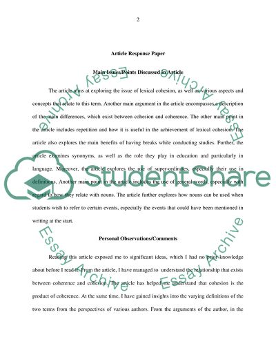 Article response paper