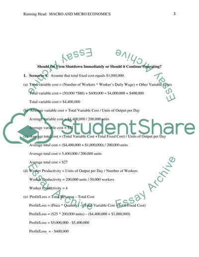 Should the firm shutdown immediately or should continue operating