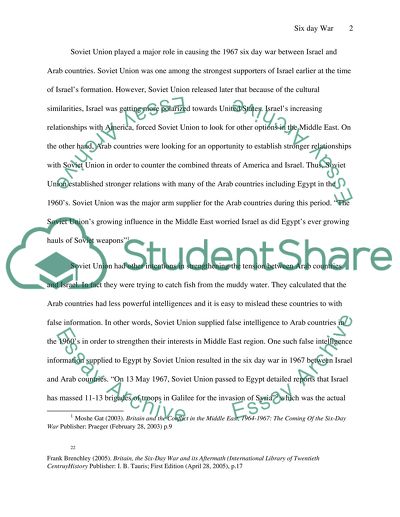 Soviet Unions Involvement in Israels 1967 six day war and the gains