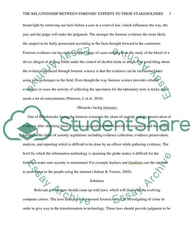 The RelationShip between Forensic Experts to Their Stakeholders