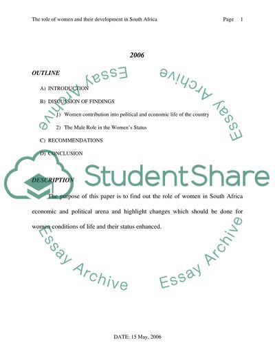 The Role of Women and Their Development in South Africa