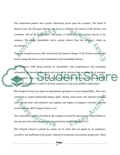 Ethical and Social Responsibilities of a Peugeot Group