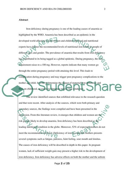 The Impact of Maternal Iron Deficiency and IDA on Childhood