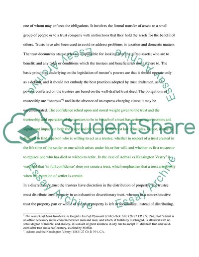The Concept of Discretionary Trust in the Light of Social Changes
