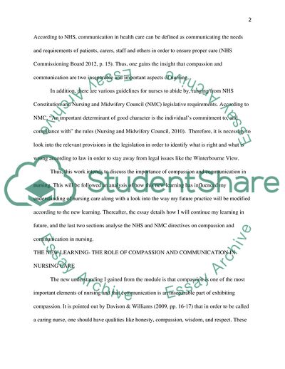 Compassion in Relation to Communication in Nursing Practice