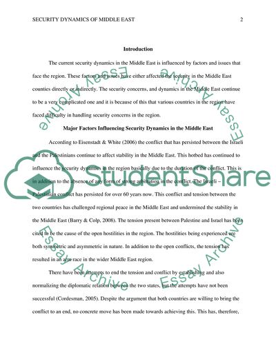 The Influences on Security Dynamics of Middle East
