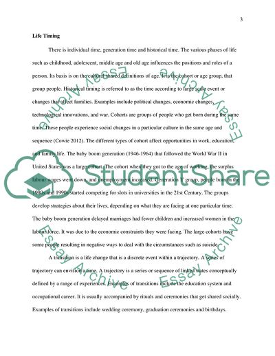 The Life Course from a Range of Different Theoretical Concepts