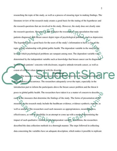 The Experiences of Men Diagnosed with Breast Cancer