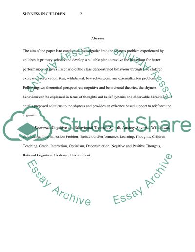 Resolving Shyness in Children to Enhance Performances