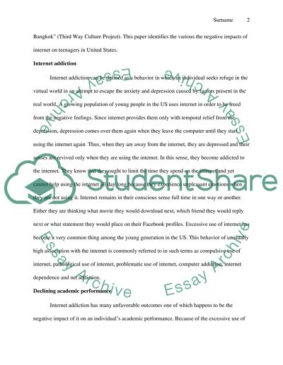 The negative impacts of internet on teenagers in the United States